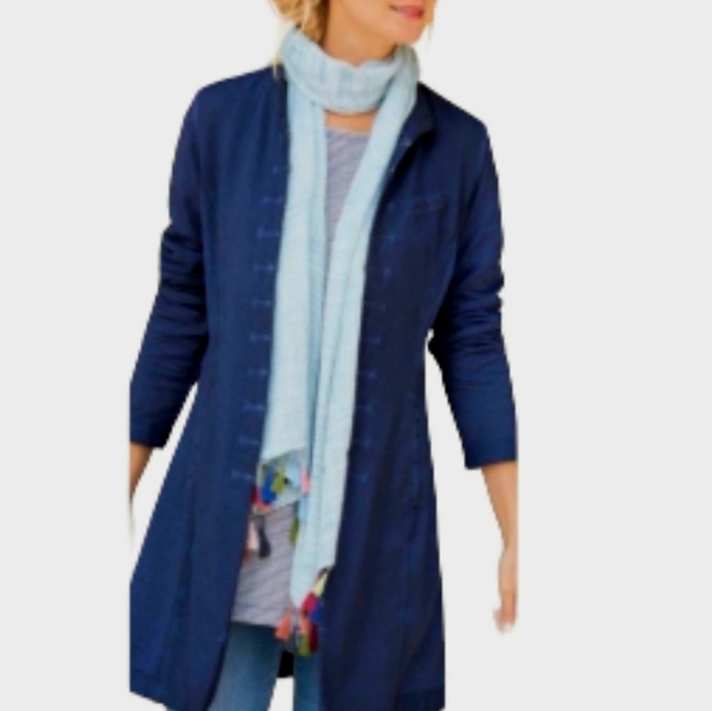 Soft Surroundings Military Style Navy Blue Sweater Cardigan